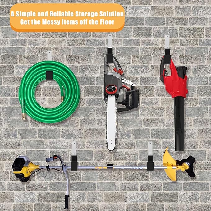 Heavy Duty Garage Utility Hooks - Wall Mount Multi-Use Storage Hooks for Hose, Bike, Chainsaw, Leaf Blower, Ladder Hanger (2 Small)