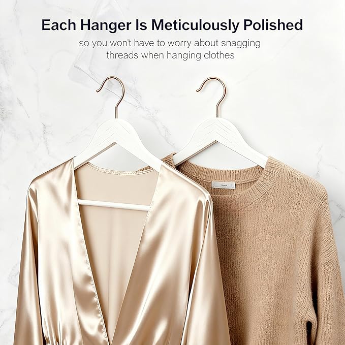 Natural white Wooden Hangers 20 Pack Non-Slip Clothes Hangers with 360° Rotating Hooks for Shirts, Durable heavy duty hangers, Slim Space saving Hanger,Pants, Suits - Ideal for Closet & Travel Storage