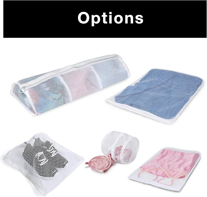 Smart Design Wash Bag w/ Safety Zipper - Washing Machine Safe - Fine Mesh Nylon Polyester - Bra, Hosiery, Pantyhose, Delicates, Lingerie, & Baby Clothes (18 x 14 Inch) [White]