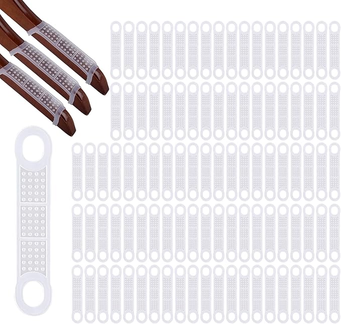 Framendino, 100 Pack Clear Non-Slip Rubber Clothes Hanger Grips Clothing Strips Hanging Accessories
