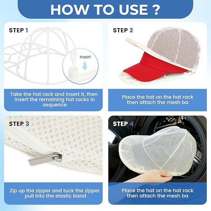 Hat Washer Cage Hats Cleaner, Cap Cleaner Baseball caps for Washing Machine or Dishwasher