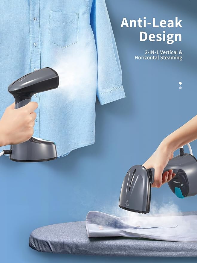 Steamer for Clothes, 1200W Foldable Clothes Steamer, Handheld Garment Steamer, Fast Heat-up, Auto-Off, Steam Iron for Fabric Wrinkle Remover with Brush (2241 Dark Gray)