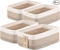 Small Storage Baskets for Organizing | Closet Organizer Bins | Shelf Toy Basket | Woven Rope Baskets | Cube Decorative Box | Shallow Basket | 13x8.5x5.1” | 4 Packs Gradient Brown