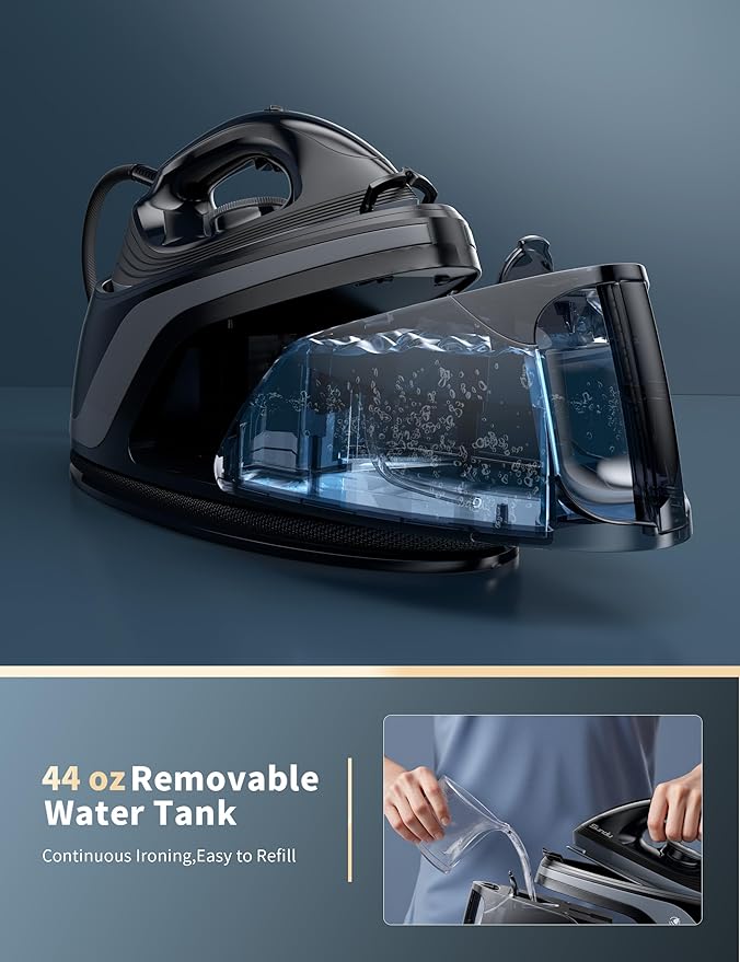 Sundu Steamer Iron,1600W Steam Station Professional Steam For Clothes with 44 oz Tank, 400 microsteam holes, Built-In Pump, Ceramic baseplate,Iron Lock For Easy Carry