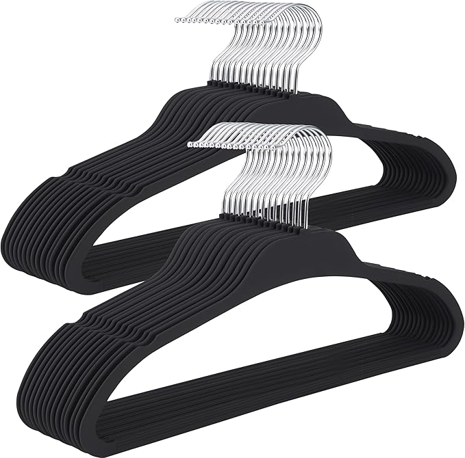 ELONG HOME Rubber Coated Hangers 30 Pack, Non-Slip Clothes Hangers with Rustproof Hooks, Space Saving Thin Design for Closet/Retail/Home