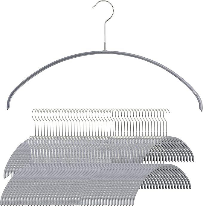 Mawa by Reston Lloyd Euro Series Non-Slip Space Saving Steel Clothes Hanger for Shirts, Dresses, Sweaters, Style 40/P, Silver, Set of 130