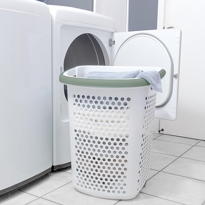(2-Pack) 2 Bushels Wheeled Plastic Laundry Basket, Lightweight and Flexible, Equipped with Handles, Easy to Clean, Suitable for use in Homes, Dormitories, Bathrooms and Laundry Rooms.