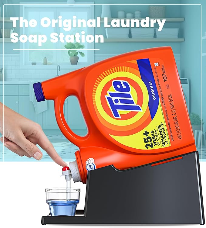 Skywin Non-Spill Liquid Detergent Holder Organizer and Drip Tray For Laundry Room Organization - Soap Cup Storage Tray for Liquid Detergent Container - Laundry Detergent Dispenser Pedes(Black, 2-pack)