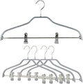 Mawa by Reston Lloyd Silhouette Series Non Slip Space Saving Hanger with Pant Clips, Style 40/FK,Set of 5, Silver