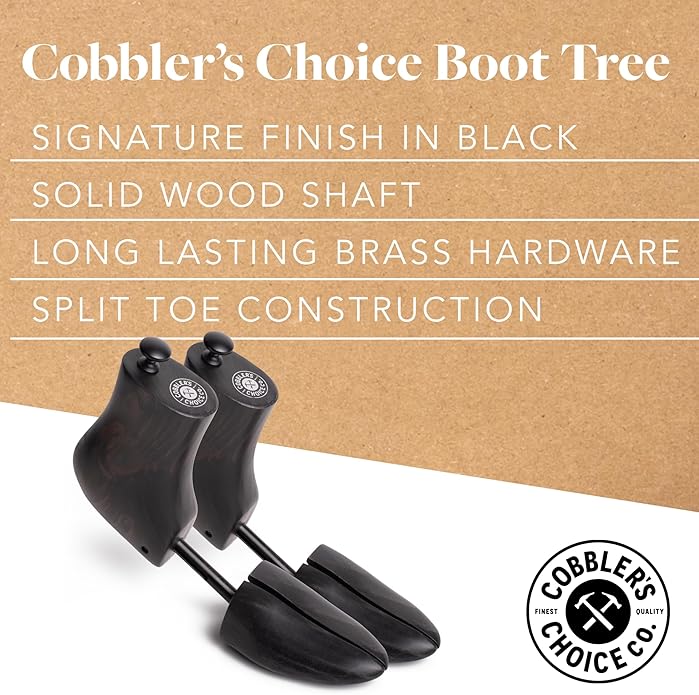 Cobbler's Choice Co. Finest Quality Men’s Boot Tree – Varnished Natural Wood, Timeless Design, Signature Finish, Black