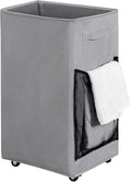 Chrislley 90L Rolling Laundry Basket Large Laundry Hamper with Wheels Collapsible Hamper Tall Storage Cart Foldable Clothes Organizer (Grey)