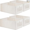 4 Pack Linen Storage Bins, Storage Containers for Organizing Clothing, Jeans, Toys, Books, Shelves, Closet, Wardrobe - Closet Organizers and Storage, Large Storage Boxes Baskets with Window