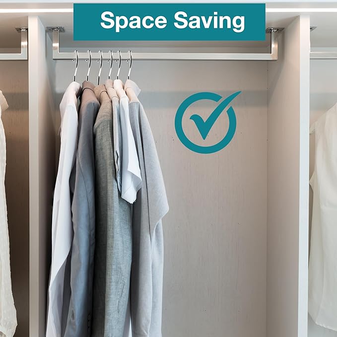 Heavy Duty Metal Hangers with Unique Hook Design Durable & Sturdy Coat Hangers 4mm Thick Withstands 25lbs Weight Smooth Finish Compact Shirt Hangers - 40 Pack Chrome