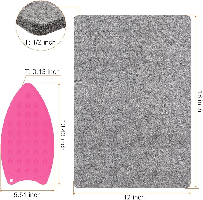 HARFINGTON Wool Pressing Mat 18" x 12" Wool Ironing Pad Sewing Notions for Crafts Quilter Quilting