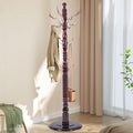 Free Standing Coat Rack with 14 Hooks, Vintage Wooden Coat Tree, Adjustable Height 73 Inches, Retro Coat Stand for Entryway, Living Room, Office & Bedroom (Mahogany) (Metal, 1 PCS)