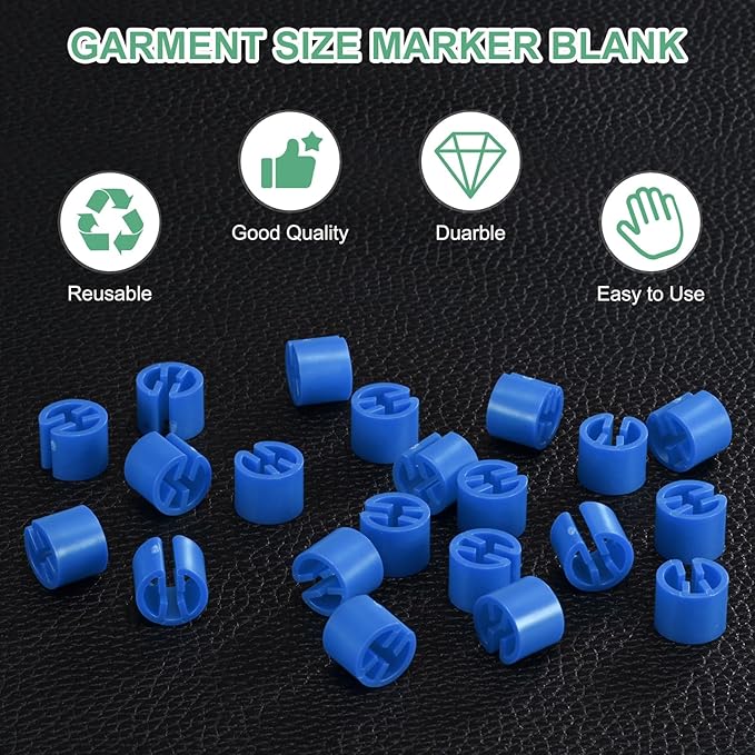 100-Pack Clothes Hanger Markers Blank, Plastic Garment Color Coded Size Clips Fit 3.5mm Rod for Clothing/Wire Hangers, Colored Coding Marker [Dark Blue]