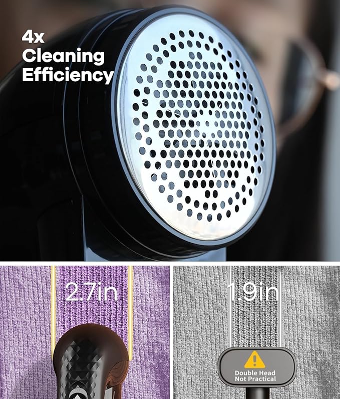 Lint Remover, Fabric Shaver for Clothes and Furniture, Sweater Shaver with 6-Leaf Blades & Safety Lock, Lint Shaver Fabric Shaver 4 Times Efficiency to Remove Pilling
