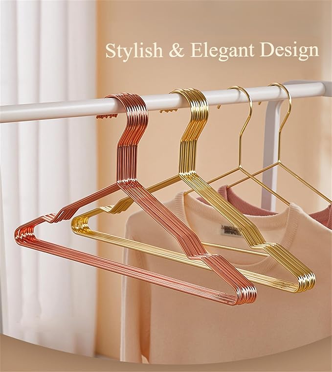 17 Inch Metal Clothes Hanger, 4.0mm Heavy Duty Shirt Blouse Hanger for Coat Suit Bridal Boutique, Space Saving Slim Wire Hanger for Camisole Trousers Wedding Dress（Gold 36pack）