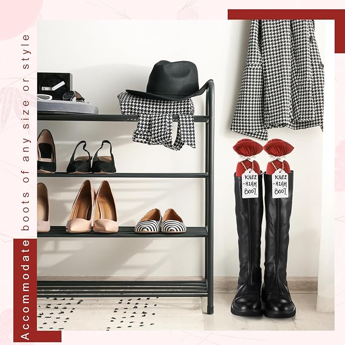 2 Pairs Boot Shaper Stands with 8 Labels Cotton Tall Boot Inserts for Closet Organization