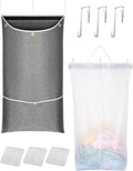 NiHome XL Hanging Laundry Hamper(39.4" x 22.4"), 2-in-1 Laundry System with Delicates Bag, Durable Water-Resistant Fabric, Includes 3 Door and 3 Wall Hooks