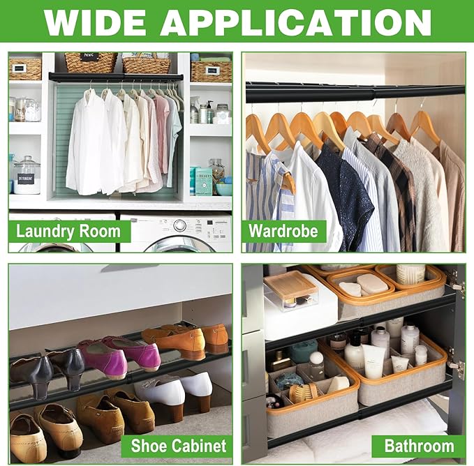 Expandable Closet Shelf, 16-53 Inches Metal Closet Rod Organizers and Storage Shelves Space Saving DIY Divider Separator for Cabinet Wardrobe