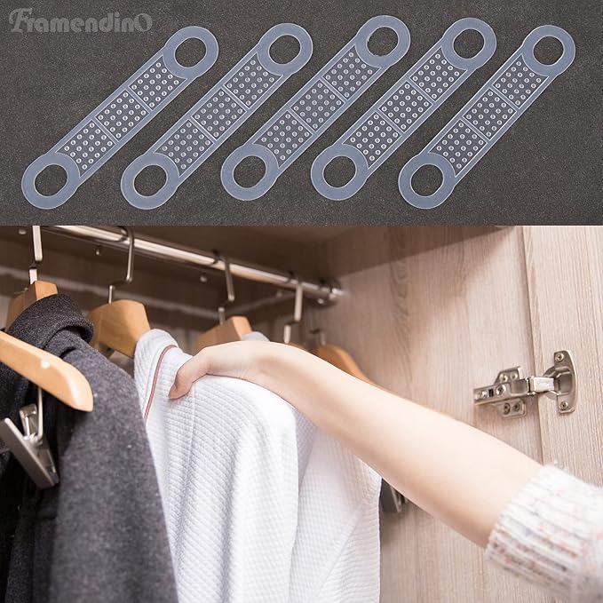 Framendino, 200 Pack Non Slip Hanger Grips Clear Rubber Adhesive Strip for Clothes Hanging Accessories