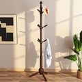 Solid Coat Rack Stand, Coat Rack Freestanding with 9 Hooks and Adjustable 3 Heights, Tree Coat Stand with Triangle Base for Entryway, Bedroom, Hallway, Wood Grain
