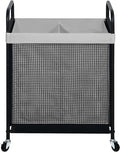 STO STO Laundry Hamper 2 Section, 100L Rolling Laundry Sorter Cart with Removable and Washable Liner Bag, Clothes Hamper with Wheels and Metal Handle for Laundry Room and Bedroom, Gray