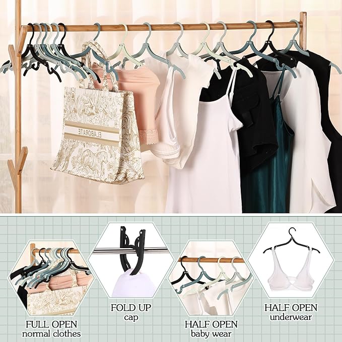 15 Pcs Travel Hangers Cruise Ship Essentials Foldable Portable Plastic Vacation Hangers Non Slip Clothes Drying Rack Travel Accessories for Dormitory School Hotel Laundry (Vintage Color)