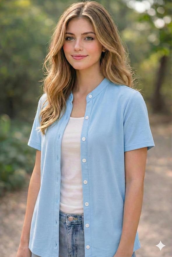 USBD Post Mastectomy Shirt with Drain Pockets Band Collar Post Op Recovery Tops
