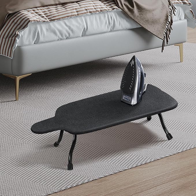 Duwee 15"x30" Table Top Ironing Board Extra Wide with Heat Resistant Cover,10mm Thicken Double Layers Feltpad and Foam,Non-Slip Feet for Home, Laundry Rooms, Dorms,Black