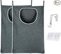 XL Hanging Laundry Hamper, Over the Door Laundry Hamper and Baskets, Wide Opening Hanging Laundry Bag, Hanging Hamper for Bathroom,Dorm,Laundry Room,Camper,Chrismast Gift(Grey-2Pack)