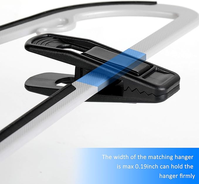 Tinfol Black Plastic Hanger Clips 40 Pack, Large Opening Pant Clips, Strong Pinch Grip Clip for Slim-line Clothes Hangers, Multi-Purpose Finger Clip for Skirt Pant Hangers