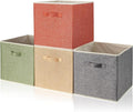 Storage Cube Organizer Bin 13" x 15" x 13" Large Boxes Fabric Basket with Handles for Organizing Shelves Closet Clothes 4 Color Set A