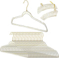 Weysat 20 Pcs Clear Acrylic Hangers Plastic Gold Glitter Coat Hanger Non Slip Space Saving Suit Heavy Duty Clothes Hanging with Non Slip Notches for Coats Pants Dress Clothes