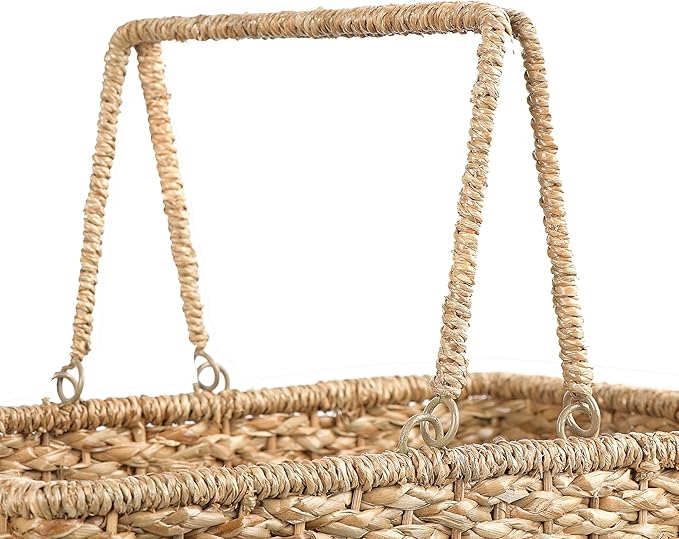 Creative Co-Op Woven Bankuan Rope Stair Basket with Handles, Natural