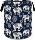Retro Elephant Mandala Laundry Basket,Boho Dirty Clothes Hamper,Ethnic Animal Storage Bin Gifts,Foldable Waterproof Oxford Cloth Baskets for Bathroom,Bedroom,Home Decoration(19.7" x 15.8")