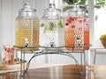 MosJos Drink Dispenser Set of 3 - Beverage Dispenser with Stand - Glass Drink Dispensers for Lemonade, Juice, Water, Iced Tea, Punch - 1-Gallon Countertop Party Drink Dispensers