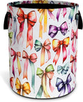 Colorful Bowknot Laundry Basket Bow Foldable Waterproof Oxford Cloth Funny Tote Bag Laundry Hamper Clothes Storage Bucket Toy Organizer For Bathroom/Laundry Storage/Bedroom 18.9x16.5 Inch