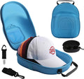 Hat Travel Case, Hard Hat Carrier Organizer with Clip & Glasses Storage, Holds 6 Baseball Caps for Home/Travel - Blue