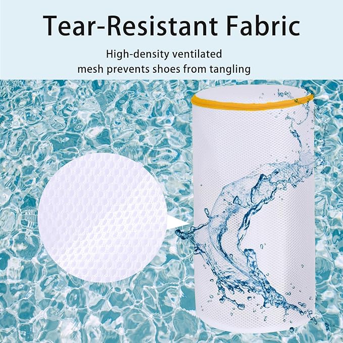 Shoe Washing Machine Bag, Laundry Shoe Bag for Washer and Dryer, White Sandwish Mesh, 2L(8x15in)