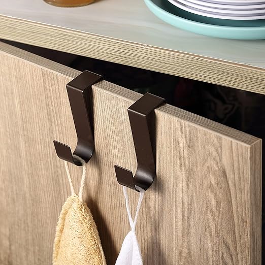 Hotop 12 Pcs Over The Cabinet Drawer Door Hooks 1.12 Inch for Hanger in The Cabinet Decoration Hooks Sturdy Metal Z Shaped Hanger Peg for Bathroom Clothes Towel(Bronze)
