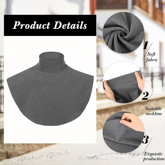 Turtleneck Dickey Extra Large Fake Collar Detachable Dickey Collar Half Mock Turtleneck for Men Women