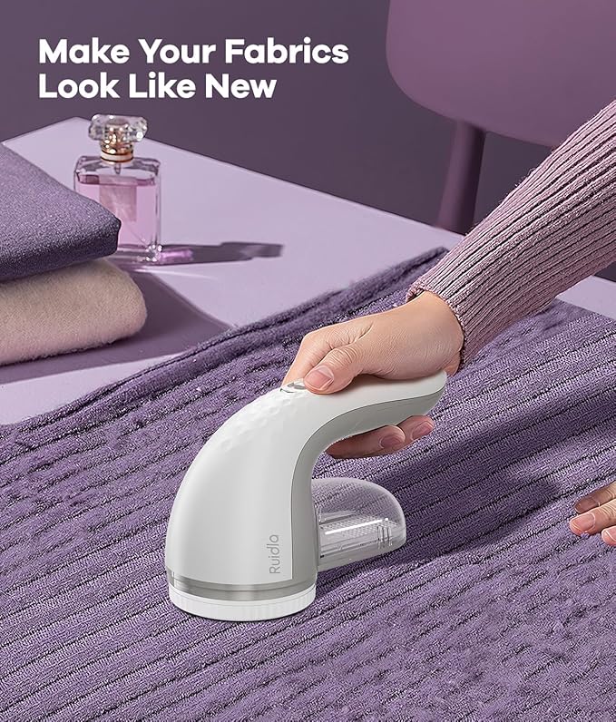 Lint Remover, Sweater Shaver with 6-Leaf Blades & Safety Lock, Fabric Shaver for Clothes and Furniture, Fabric Shaver Lint Shaver 4 Times Efficiency to Remove Pilling