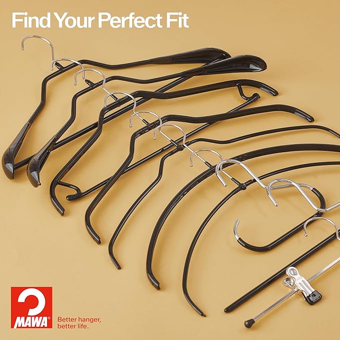 Mawa by Reston Lloyd Euro Series Non-Slip Space Saving Steel Clothes Hanger for Shirts, Dresses, Sweaters, Style 40/P, Copper, Set of 130