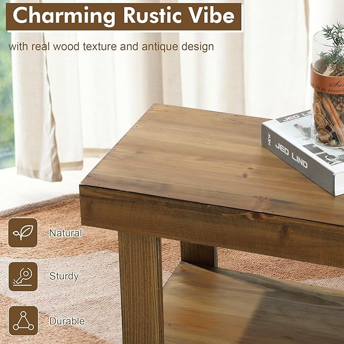 Solid Wood Entryway Bench - 31.5" Farmhouse Small Storage Benches, Narrow Bench Seat for Indoor, Entryway, Dining Room, Living Room and Hallway, Rustic Natural