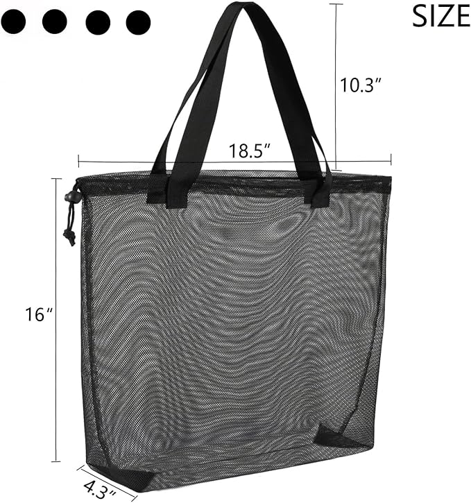 Reusable 4Pack Colorful Mesh Beach Tote Bags,Mesh Shopping Bag With Drawstring For Travel,Toys,Gift Or Laundry … …