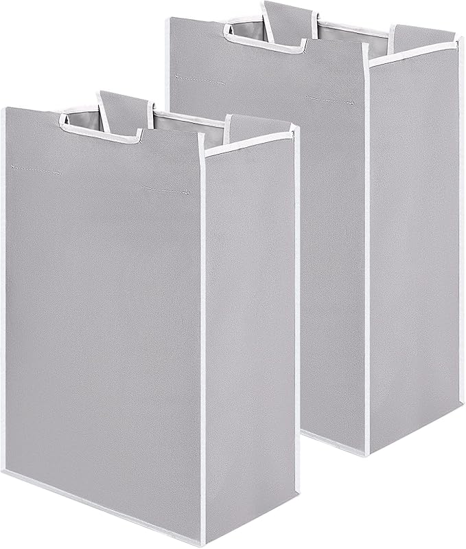 Bonuci 2 Pcs Laundry Sorter Replacement Bags Hamper Cart Removable Replacement Laundry Storage Organizer Bag Hamper Liner, No Hooks 14.76 x 8.66 x 21.65 Inch (Gray)