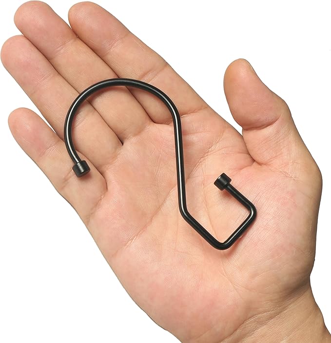 12Pcs S Hooks for Hanging, 4 inch Heavy Duty Large S Hooks, Reversible Black Metal S Shaped Hooks for Kitchen, Bathroom, Garden, Indoor, Outdoor