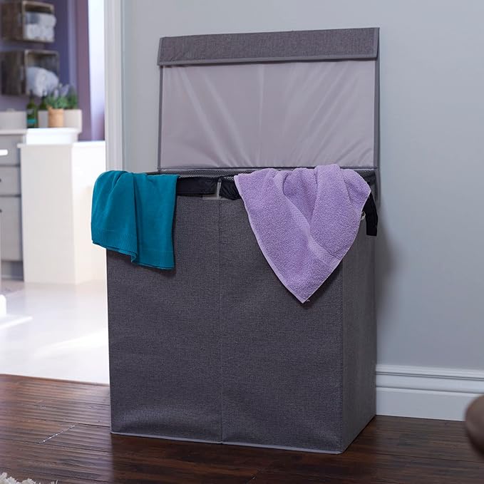 Household Essentials Collapsible Laundry Sorter with Lid, Gray